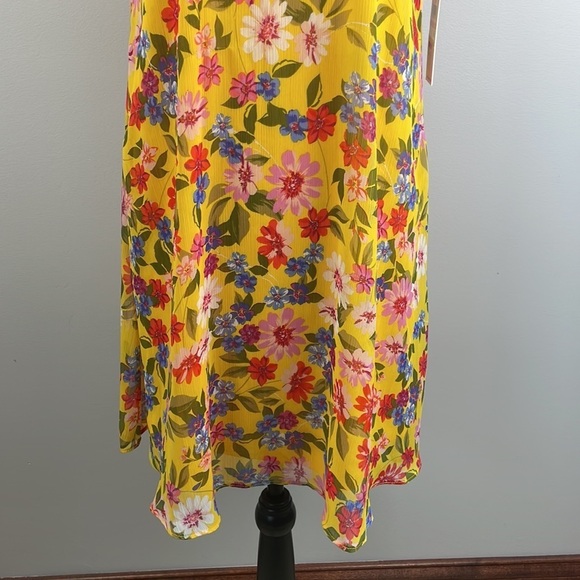 NWT Calvin Klein Sleeveless Dress SZ 2 Yellow Floral Short Slip Dress - Picture 3 of 14